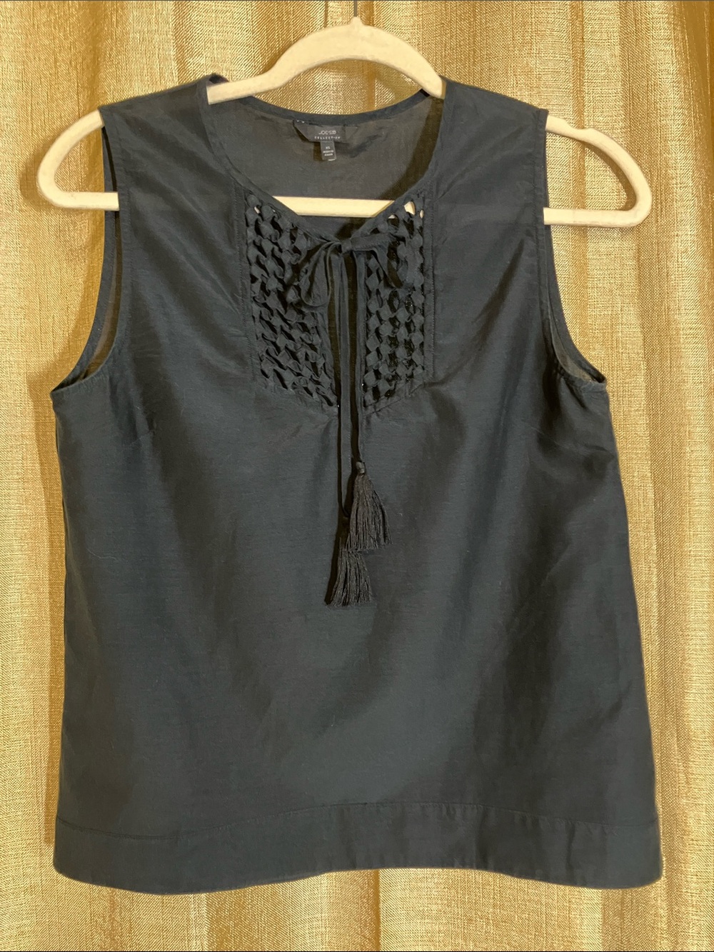 Joe's Jeans Black Woven Yoke Tassel Tank